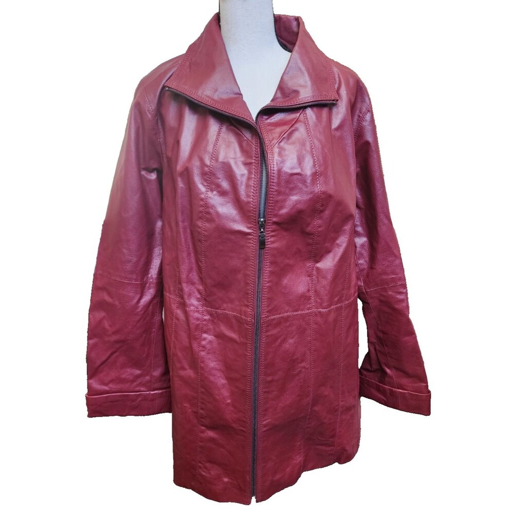 Roaman's Womens Plus Size 18 Red Leather Jacket - Picture 1 of 8